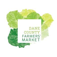 Logo of Dane County Farmers Market with green leaves around a white square
