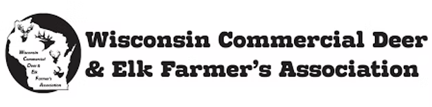 Logo of the Wisconsin Commercial Deer & Elk Farmer's Association with text and deer illustration.