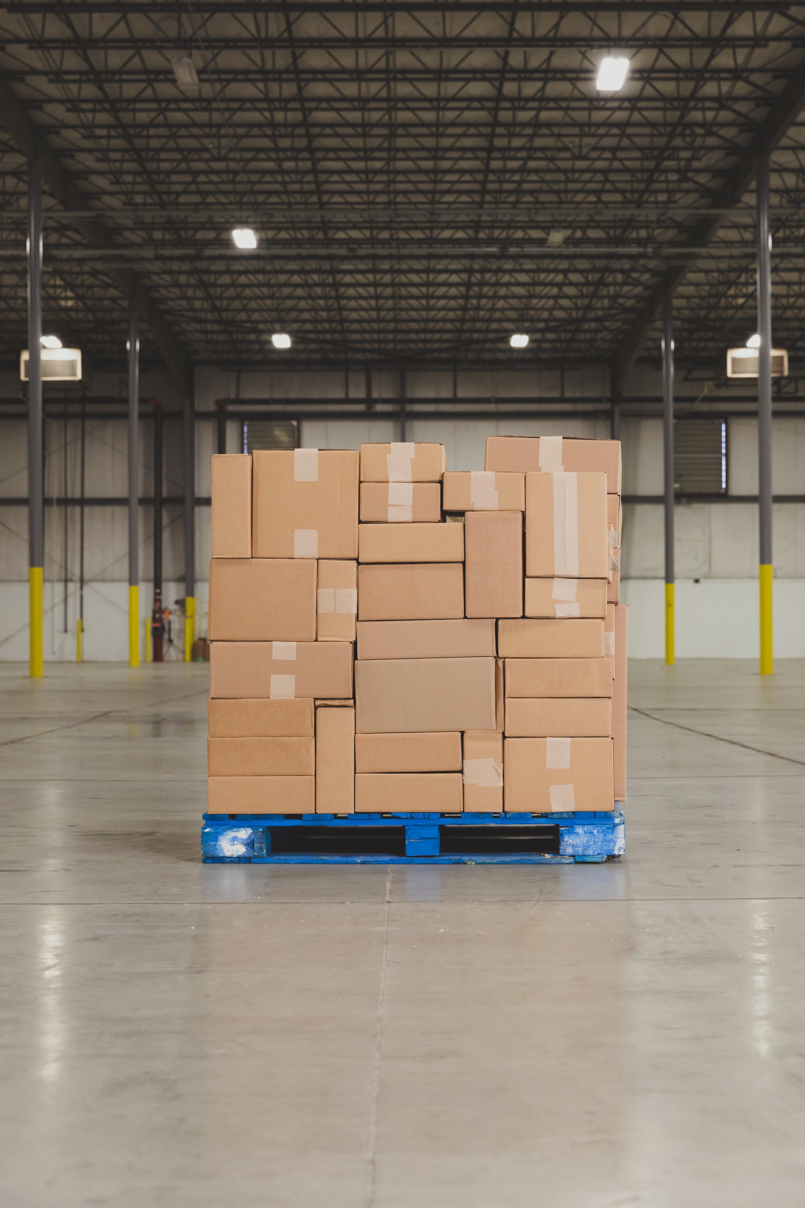 Stocked pallet in a warehouse